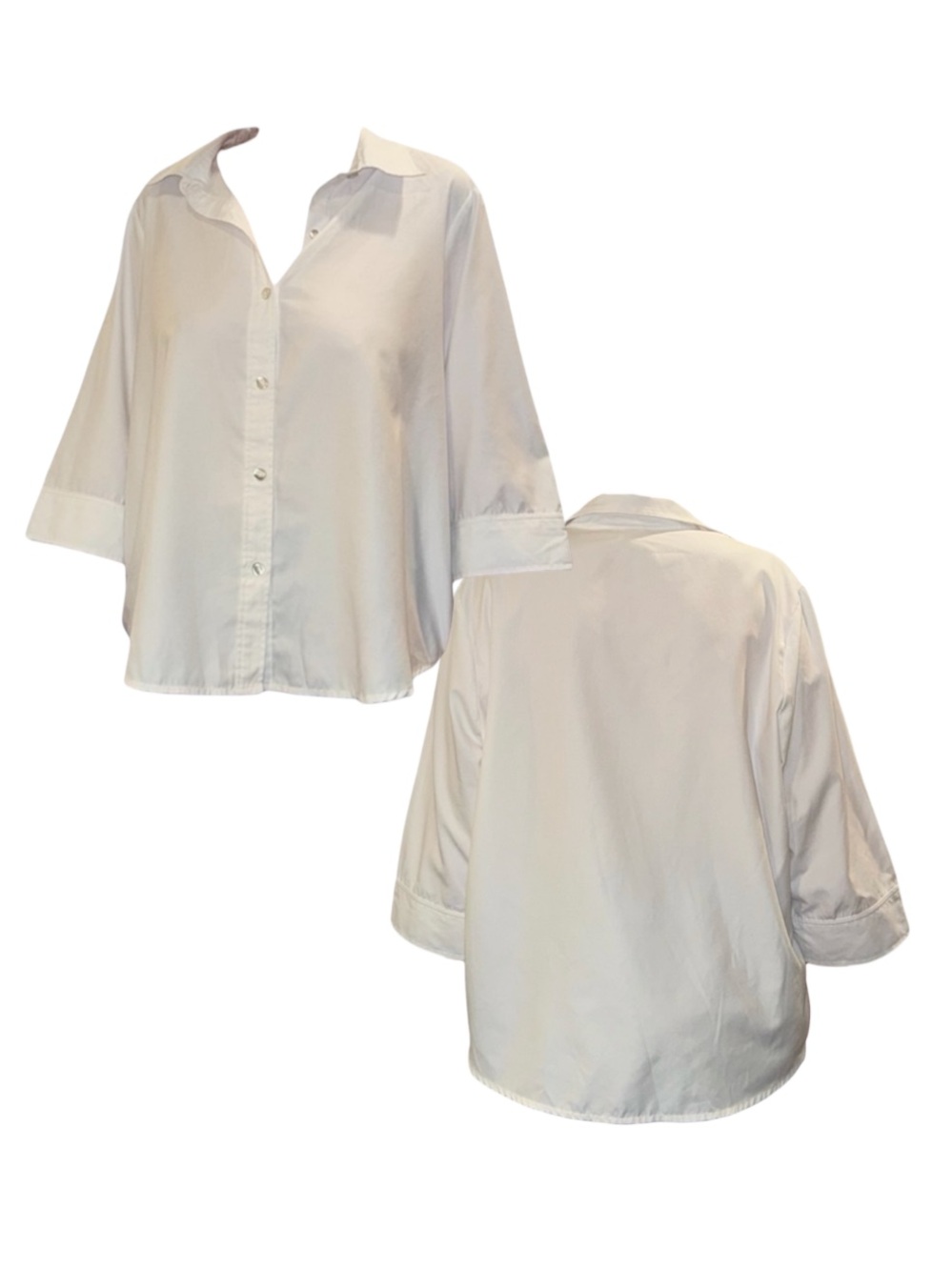 White Button-Front Shirt - Relaxed Fit